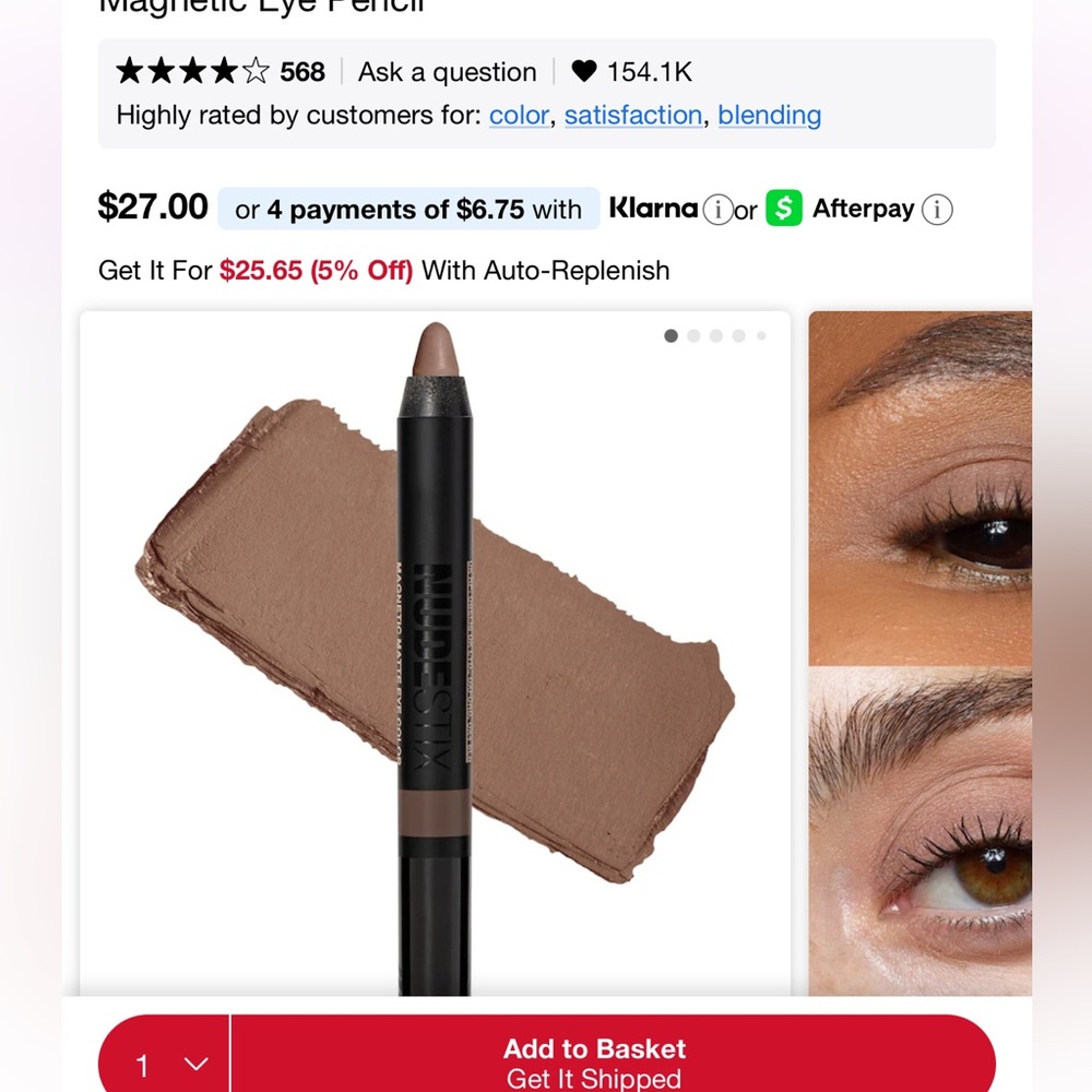 NUDESTIX Magnetic Eye Pencil in Rich Brown NEW/SEALED